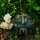 Sculpture masque "Homme Vert" - céramique émaillée - inspiration XVIIe siècle